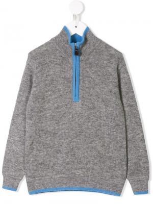 Кашемировый свитер с молнией Cashmirino. Цвет: серый