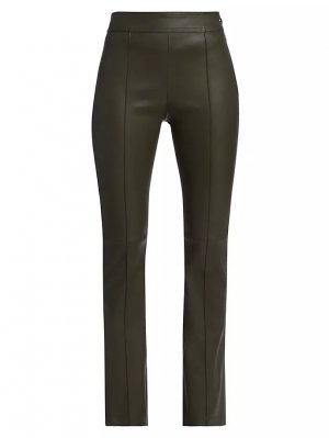 Укороченные кожаные брюки-клеш , темно-оливковый Helmut Lang