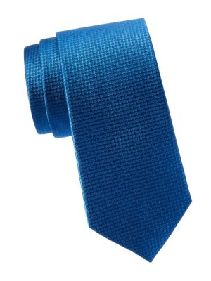Текстурированный шелковый галстук , цвет Black Blue Saks Fifth Avenue