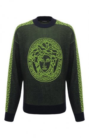 Хлопковый свитер Versace. Цвет: зелёный
