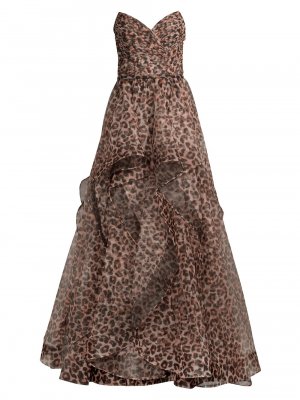 Леопардовое платье с оборками , животный принт Basix