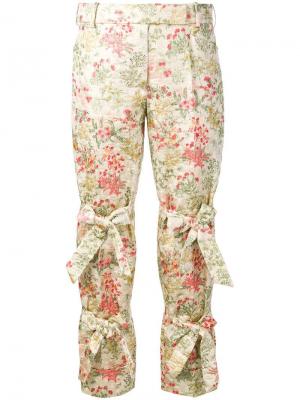 Укороченные парчовые брюки с цветочным узором Simone Rocha