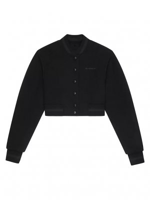 Укороченная университетская куртка из шерсти со стразами , черный Givenchy