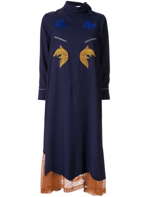 Платье с сетчатой вставкой Toga. Цвет: синий