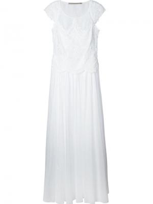 Длинное платье с вышивкой Ermanno Scervino. Цвет: белый