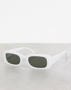 Солнцезащитные очки в белой прямоугольной оправе -Белый New Look