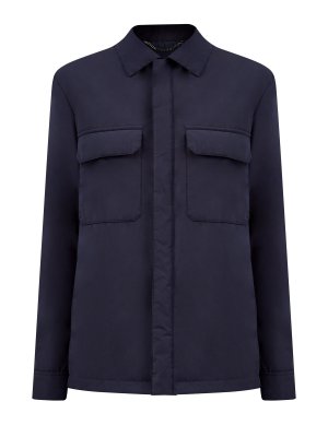 Куртка из влагозащитной микрофибры с накладными карманами CANALI. Цвет: синий
