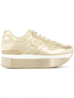 Maxi lace up sneakers Hogan. Цвет: металлик
