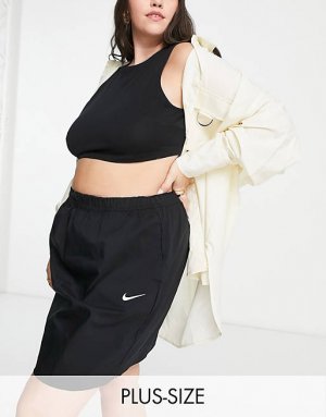 Черная тканая юбка с завышенной талией Plus Essential Nike