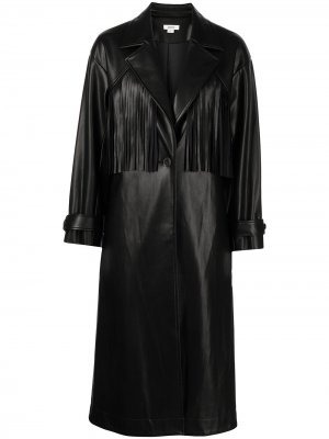 Пальто из искусственной кожи с бахромой Jason Wu. Цвет: черный