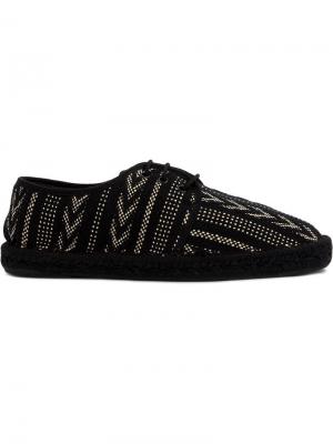 Эспадрильи на шнуровке с вышивкой Saint Laurent. Цвет: черный