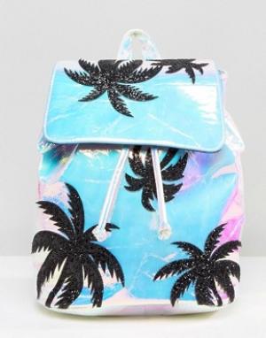 Переливающийся рюкзак с блестками на пальмах Skinnydip. Цвет: мульти