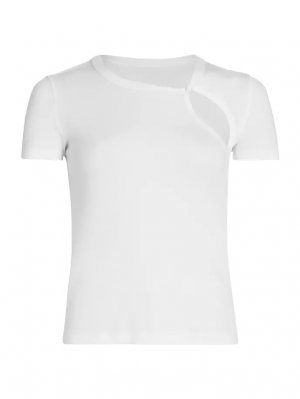 Хлопковая футболка с разрезом, белый Helmut Lang