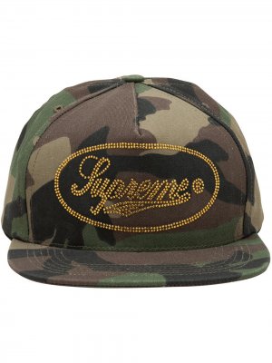 Пятипанельная кепка с логотипом и заклепками Supreme. Цвет: зеленый