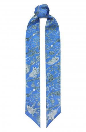 Шелковый шарф-бандо Lemur KIRILL OVCHINNIKOV. Цвет: голубой