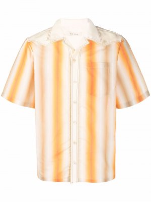 Полосатая рубашка с короткими рукавами Wales Bonner. Цвет: оранжевый