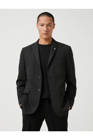 Базовый пиджак с брошью, пуговицами и карманами , серый Koton