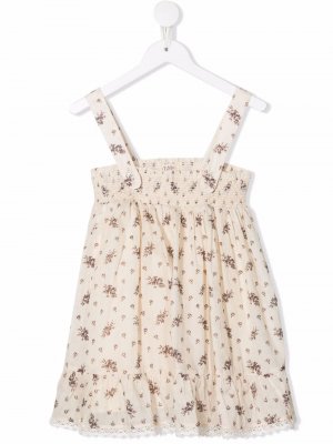Платье без рукавов с цветочным принтом ByTimo Kids. Цвет: бежевый