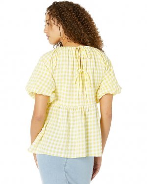 Блуза Textured Gingham Puff Babydoll Blouse, желтый English Factory