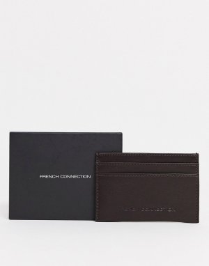Коричневый кожаный кошелек для карт French Connection