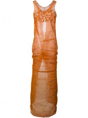 Длинное прозрачное облегающее платье Romeo Gigli Vintage. Цвет: жёлтый и оранжевый