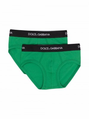 Трусы-брифы с логотипом Dolce & Gabbana Kids. Цвет: зеленый