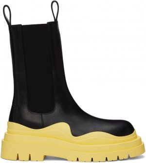 Черно-желтые ботинки челси из покрышек Bottega Veneta