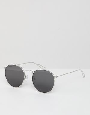 Круглые солнцезащитные очки в серебристой оправе -Серебряный Weekday
