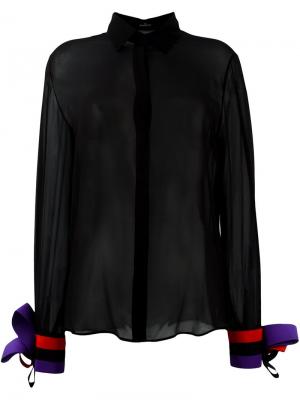 Блузка с манжетами в полоску Capucci. Цвет: чёрный