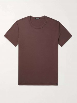 Облегающая футболка из эластичного хлопкового джерси TOM FORD, коричневый Ford