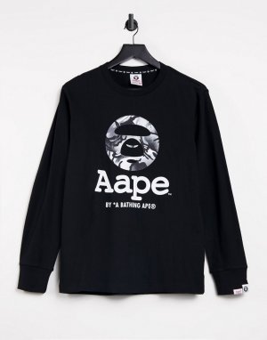 Черный лонгслив с классическим логотипом AAPE By A Bathing Ape-Черный цвет APE®