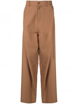 Широкие саржевые брюки Yoshiokubo. Цвет: коричневый