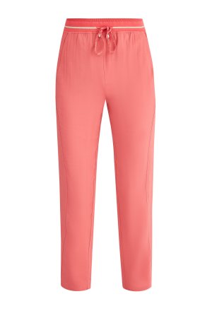 Укороченные брюки с трикотажным поясом и отделкой люрексом LORENA ANTONIAZZI. Цвет: розовый