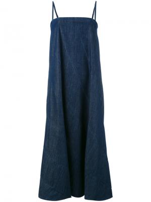 Джинсовое платье на тонких лямках 6397. Цвет: синий