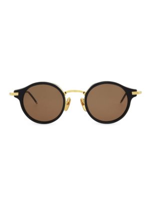 Круглые солнцезащитные очки 45 мм , цвет Navy Gold Thom Browne