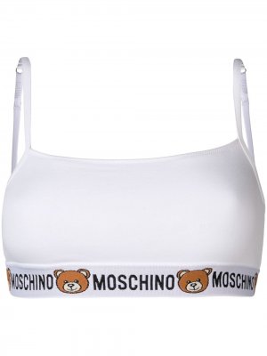 Бюстгальтер с логотипом Moschino. Цвет: белый