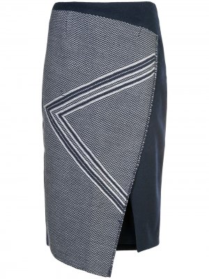 Асимметричная юбка с геометрическим узором VOZ. Цвет: синий