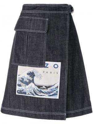 Джинсовая юбка Hokusai Wave Kenzo. Цвет: синий