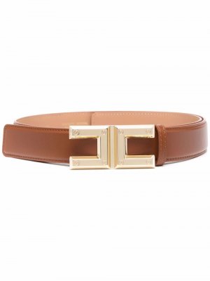 Gold-Logo buckle belt Elisabetta Franchi. Цвет: коричневый