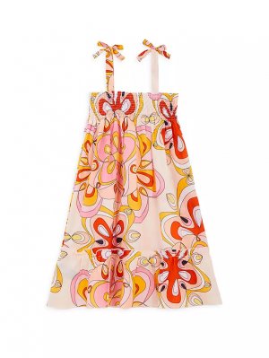 Сарафан Калейдоскоп из хлопковой вуали для маленьких девочек и , цвет camelia Vilebrequin