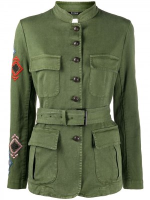 Куртка в стиле милитари с вышивкой Bazar Deluxe. Цвет: зеленый