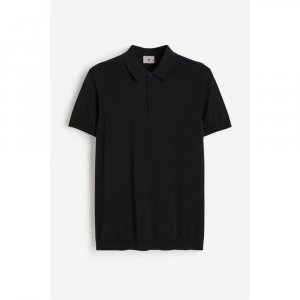 HM Slim fit рубашка-поло из смесового шелка, черная H&M