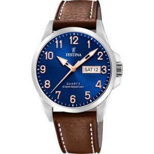 Наручные часы FESTINA Classics, синий, серебряный. Цвет: синий/серебристый/стальной
