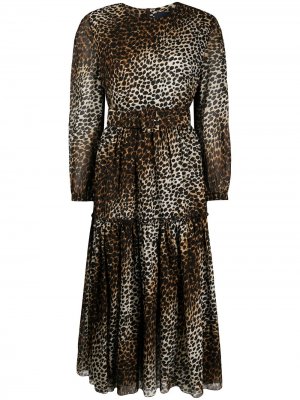 Платье миди Tiffany с леопардовым принтом Samantha Sung. Цвет: черный