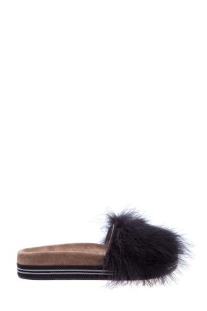 Шлепанцы Feathers & Shine с пухом страуса Марабу BRUNELLO CUCINELLI. Цвет: черный