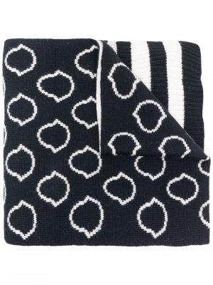 Шерстяной шарф с логотипом Moncler Enfant. Цвет: синий
