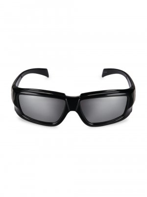 Зеркальные прямоугольные солнцезащитные очки 55 мм , черный Rick Owens
