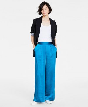Женские атласные пижамные брюки широкого кроя , синий On 34th