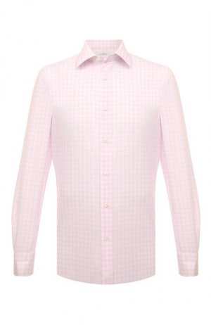 Рубашка из хлопка и льна Giampaolo. Цвет: розовый