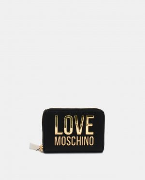 Маленький черный кошелек на молнии Love Moschino, MOSCHINO